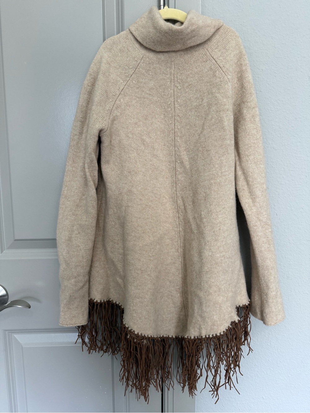 Boston Proper Turtleneck Sweater with Fringe Hem